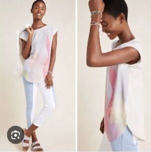 Anthropologie White and Pink Muscle Tee